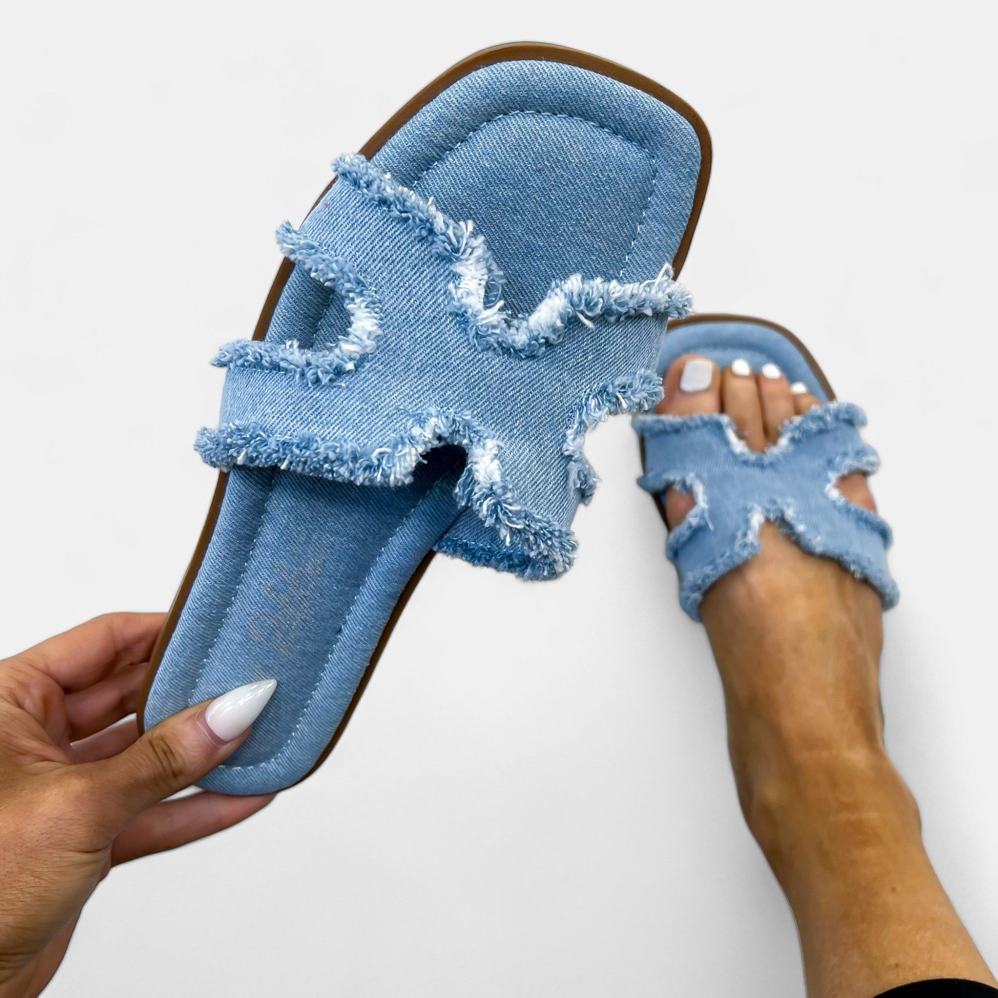 Denim Frayed Sandals sold by ZZs product image thumbnail 4