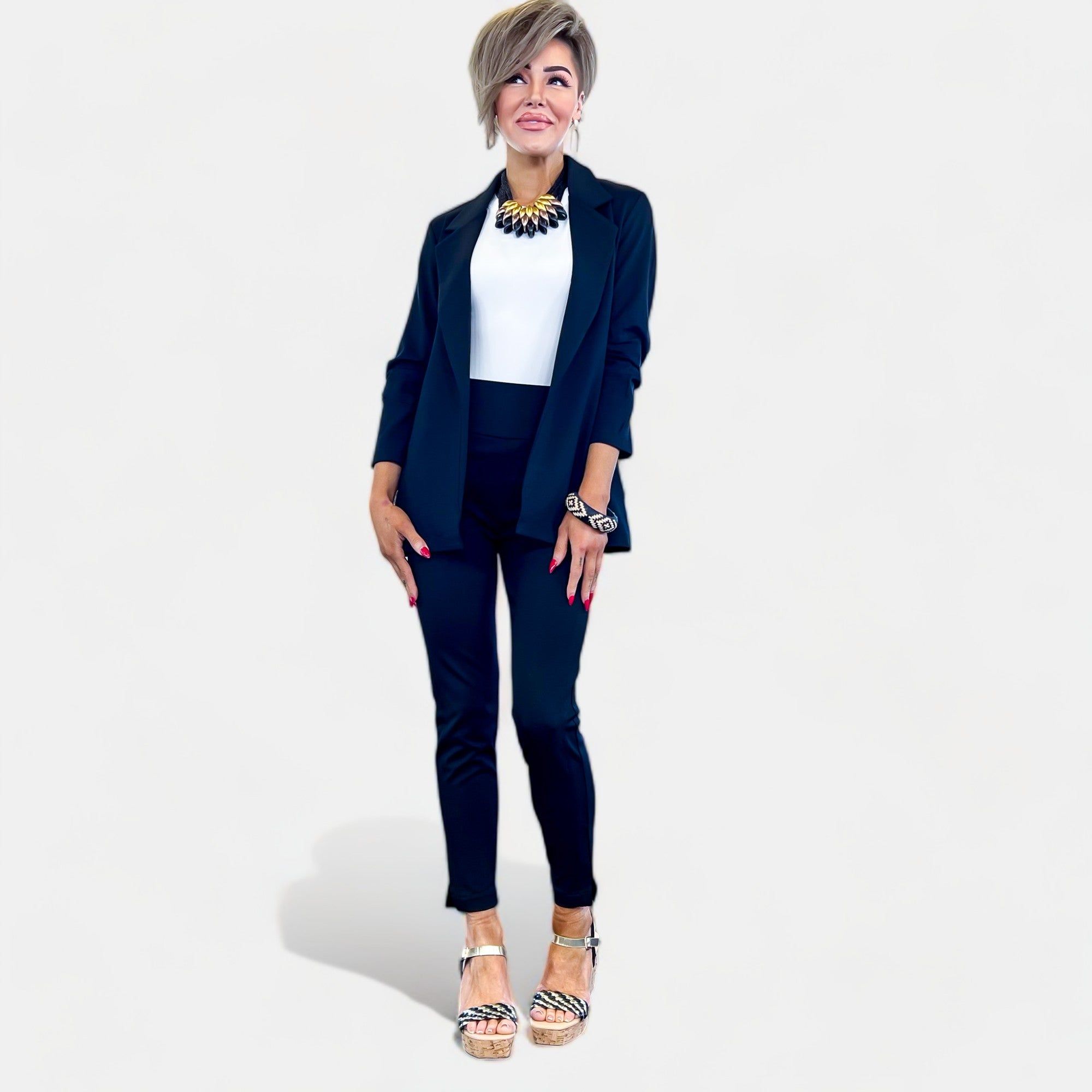 Black High Waisted Skinny Crop Pants sold by ZZs product image thumbnail 5