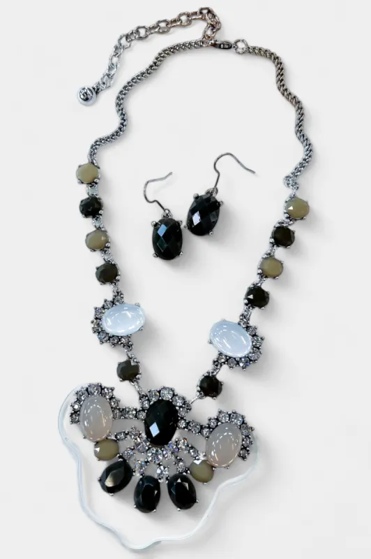 Black Crystal Jeweled Necklace Set sold by ZZs