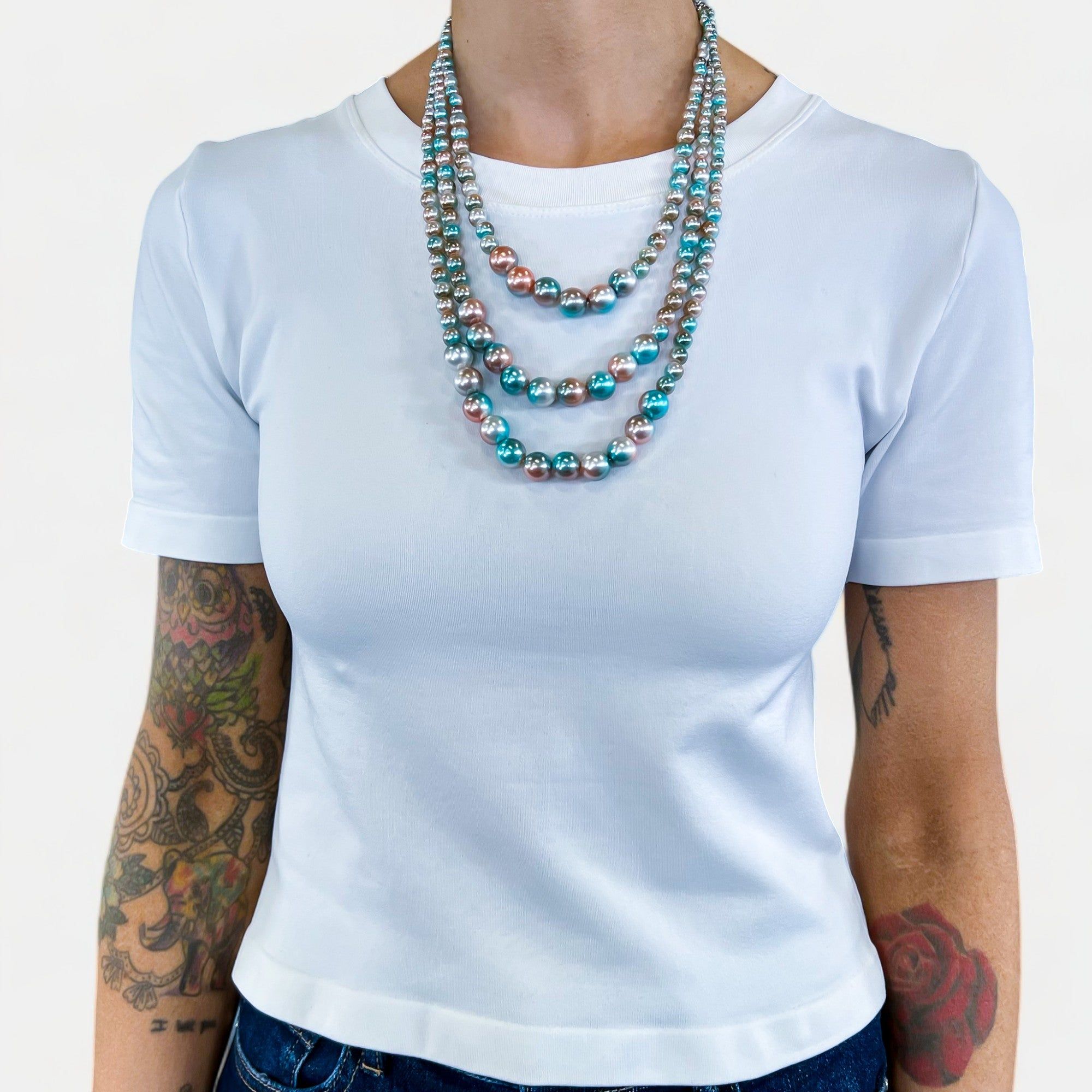 Multi Color Pearl Layered Necklace sold by ZZs product image thumbnail 5