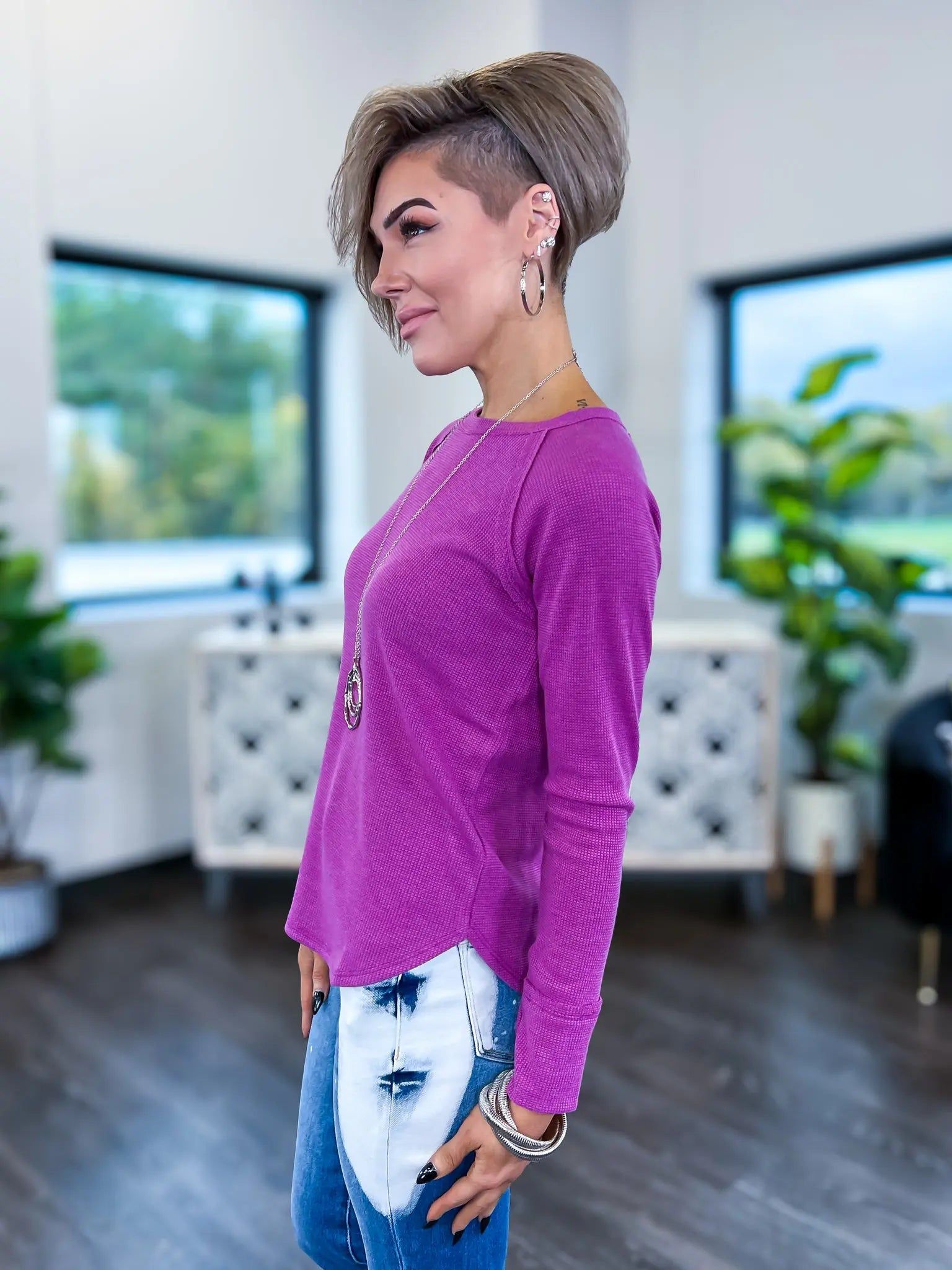 Plum Waffle Long Sleeve Top sold by ZZs product image thumbnail 5