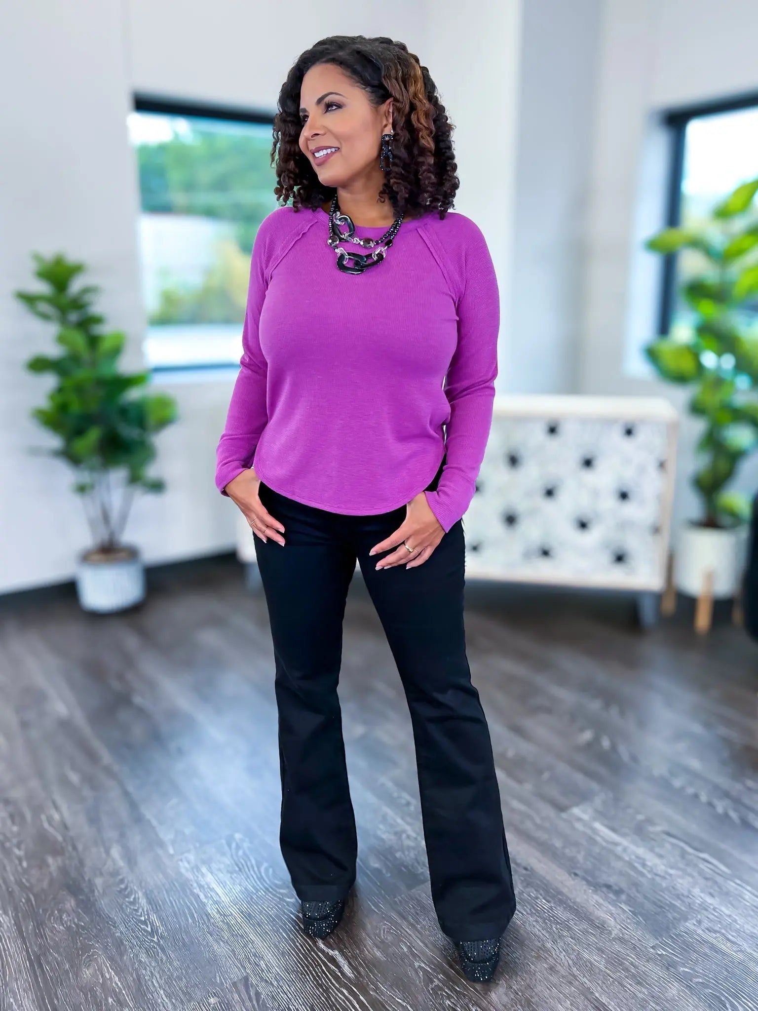 Plum Waffle Long Sleeve Top sold by ZZs product image thumbnail 8