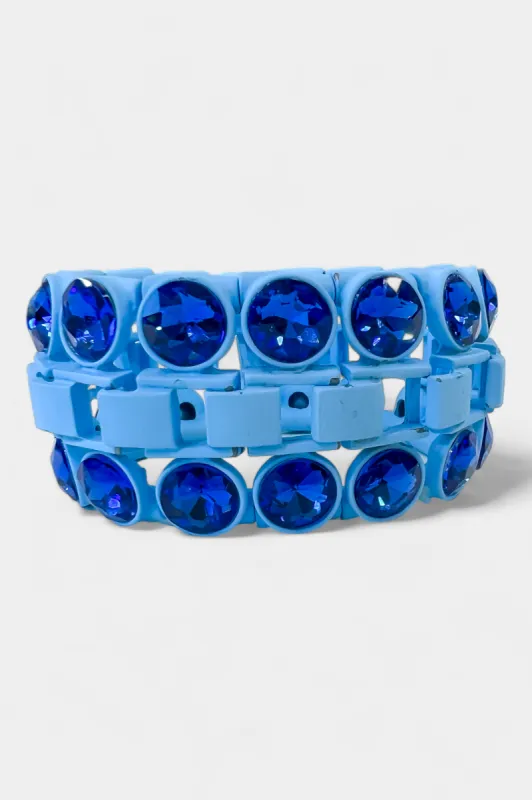 Light Blue Rhinestone Trim Stretch Bracelet sold by ZZs