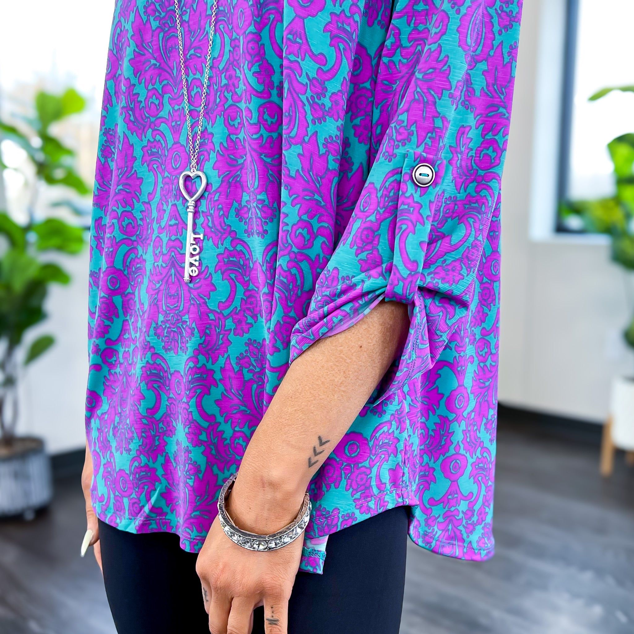 Teal Damask Lizzy Top sold by ZZs product image thumbnail 4