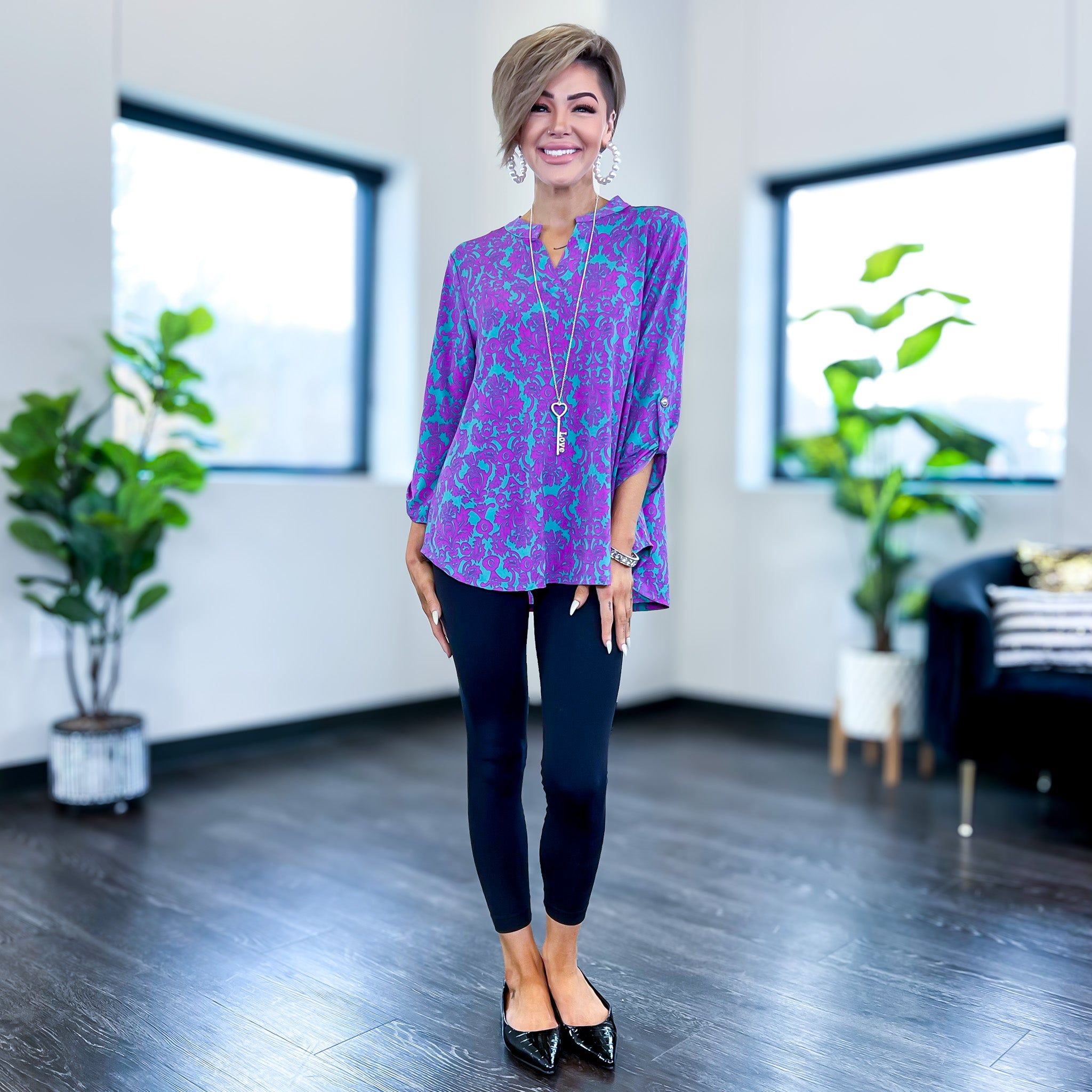 Teal Damask Lizzy Top sold by ZZs product image thumbnail 3