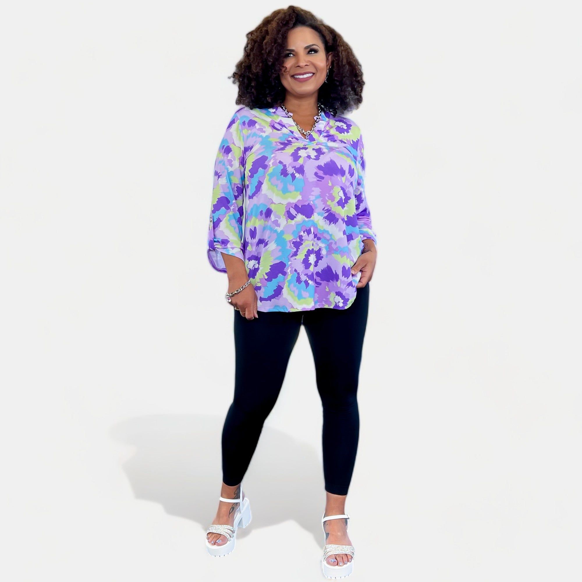 Lavender Abstract Tie Dye Lizzy Top sold by ZZs product image thumbnail 3