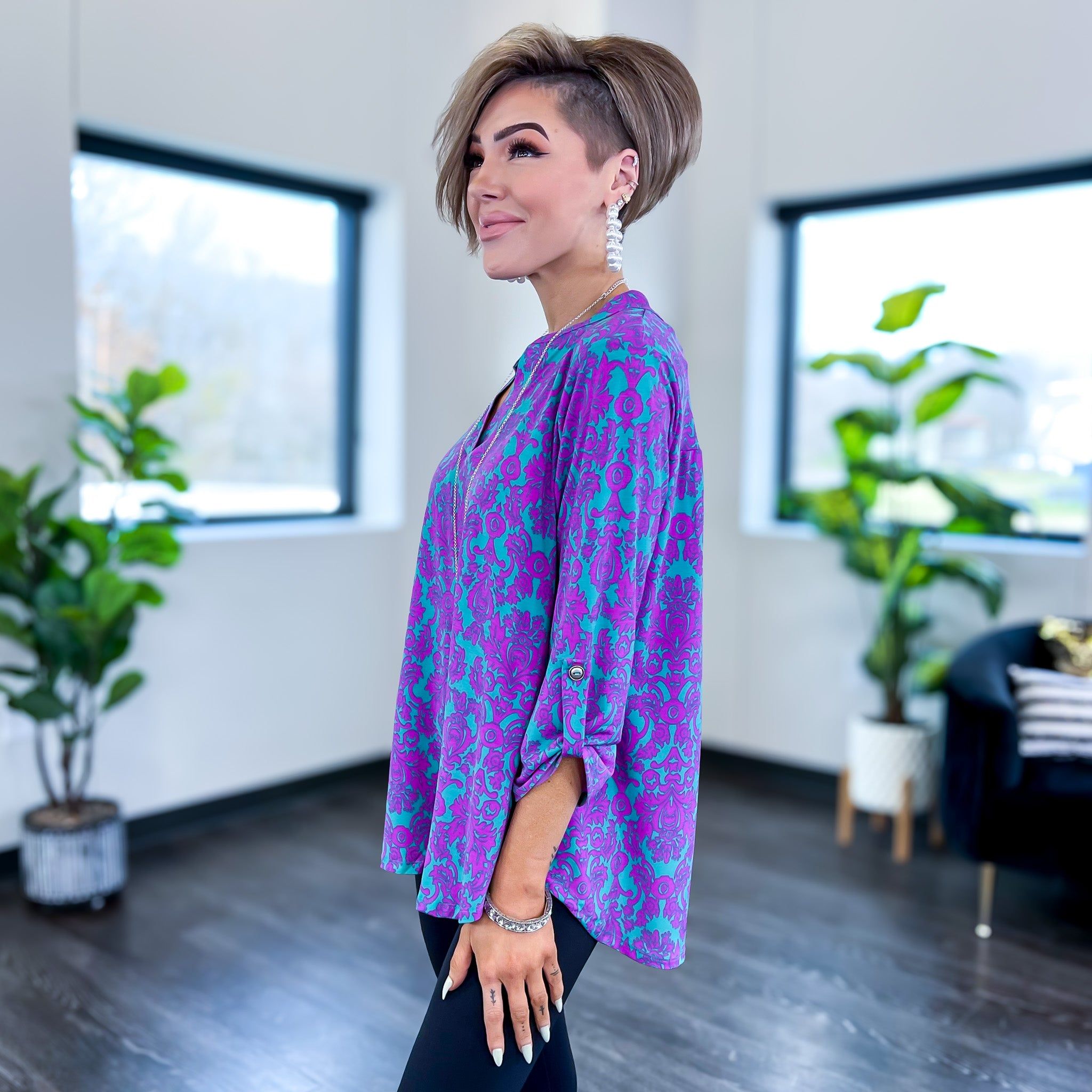 Teal Damask Lizzy Top sold by ZZs product image thumbnail 5