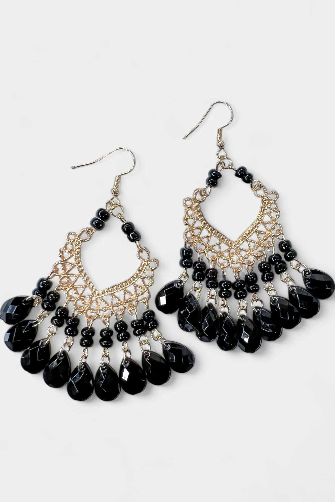 Black Teardrop Stone Earrings sold by ZZs