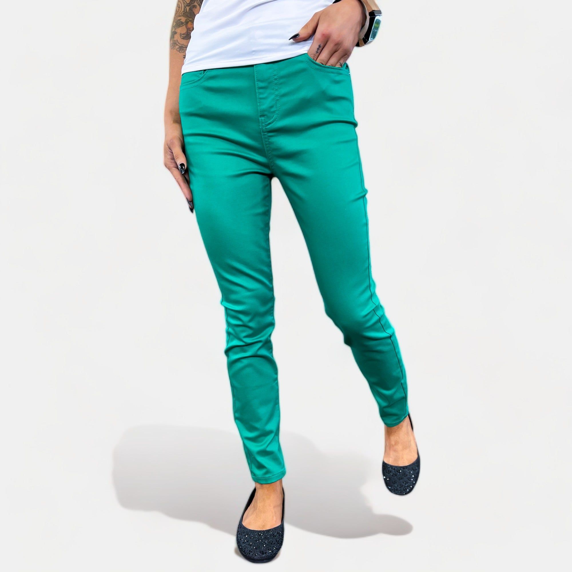Green High Rise Skinny Pants sold by ZZs product image thumbnail 3