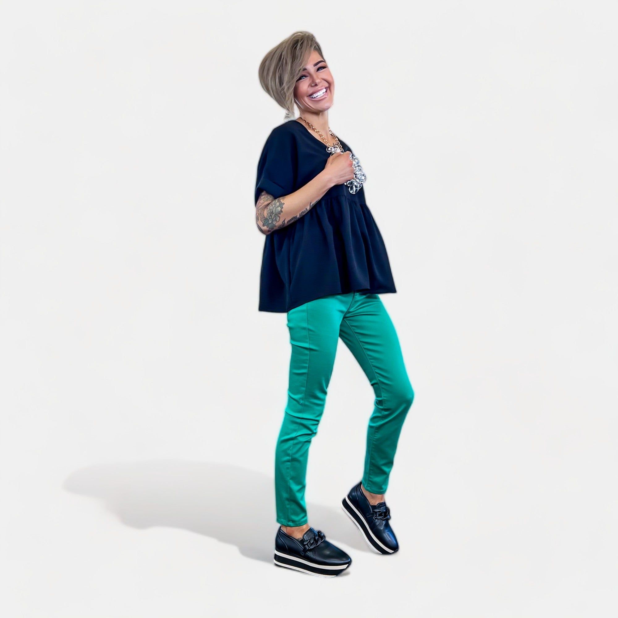 Green High Rise Skinny Pants sold by ZZs product image thumbnail 5