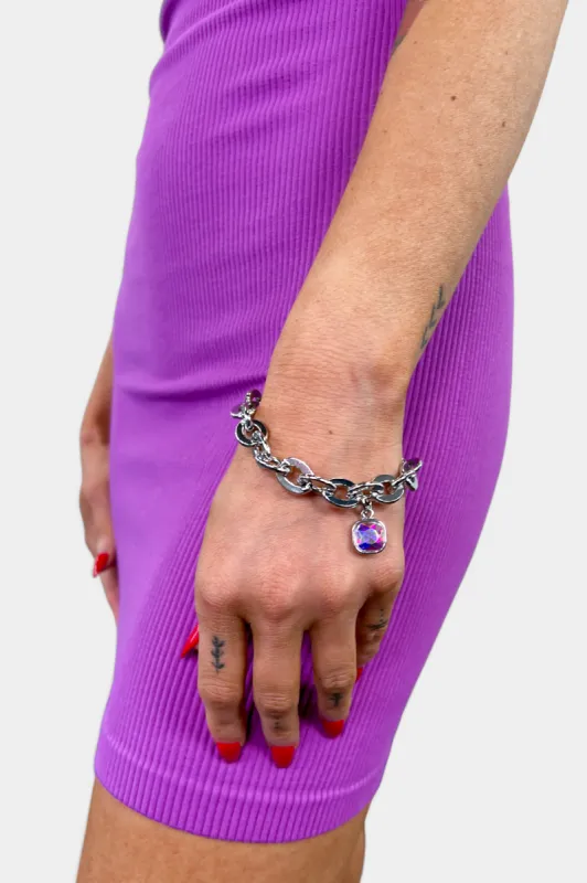 Silver AB Charm Chain Bracelet sold by ZZs