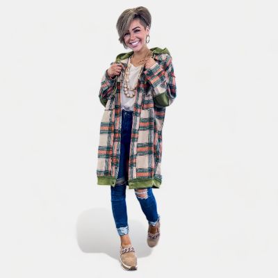 Plaid Snap Long Jacket sold by ZZs