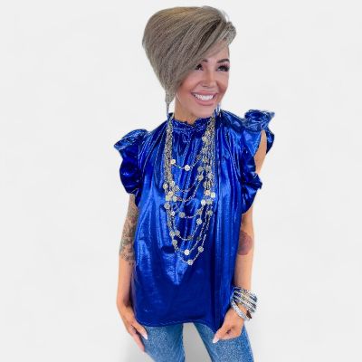 Blue Layla Metallic Top [NO RETURNS] sold by ZZs