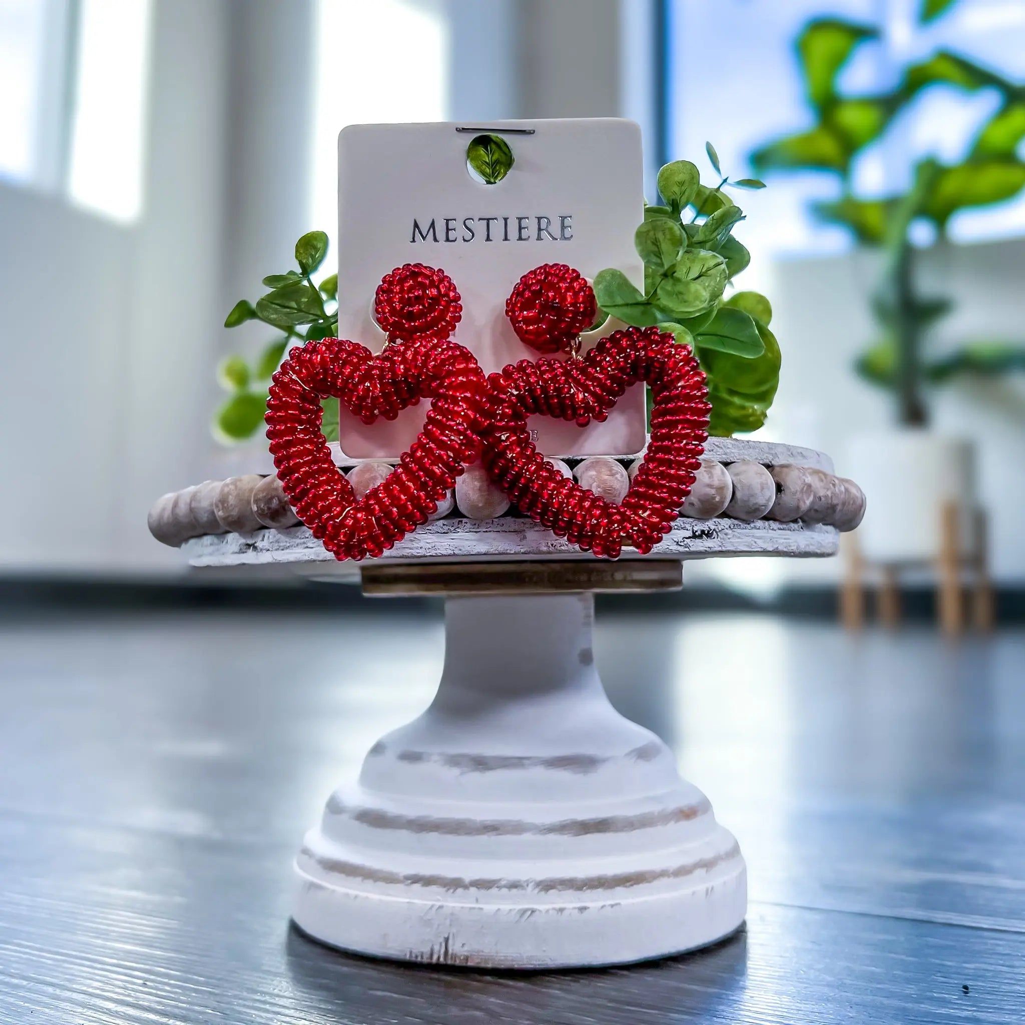 Red Seed Bead Heart Earrings sold by ZZs product image thumbnail 4