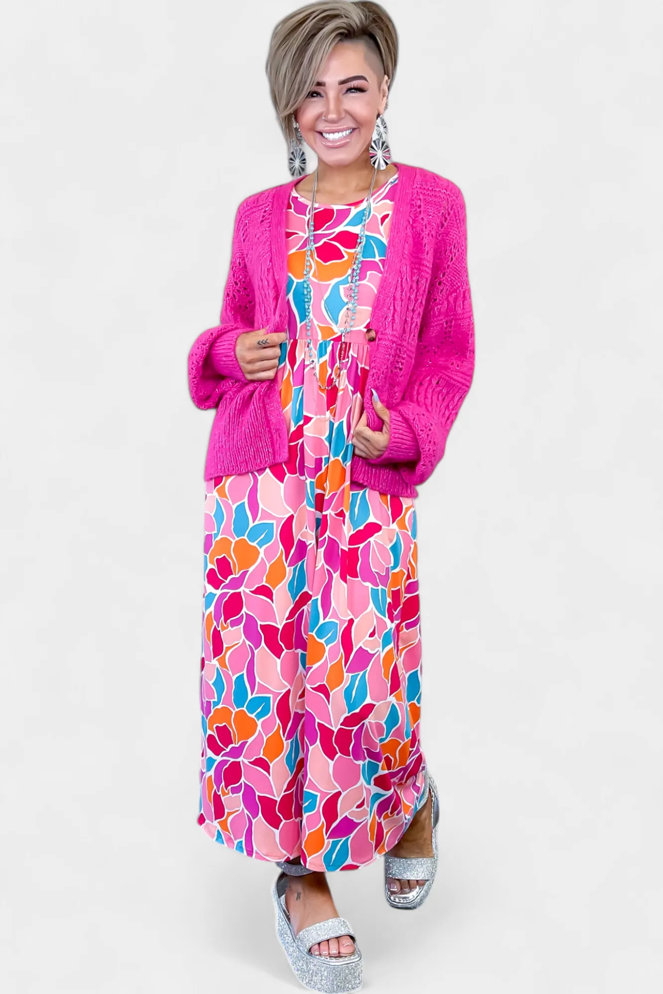 Fuchsia Bubble Sleeve Cardigan sold by ZZs product image thumbnail 5