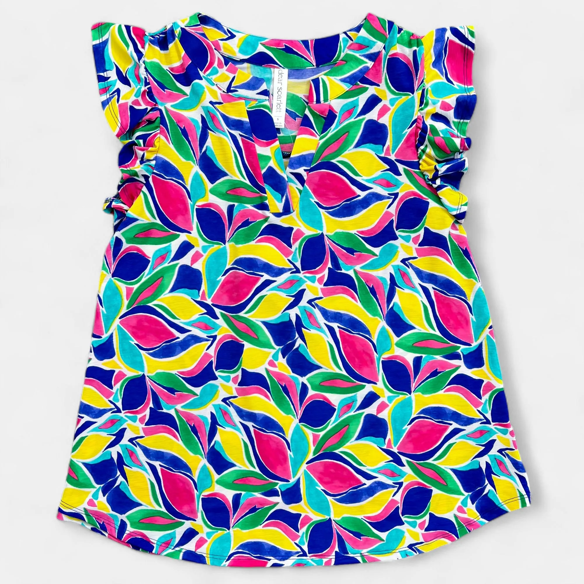 Royal Multi Abstract Lizzy Flutter Sleeve Top sold by ZZs product image thumbnail 3