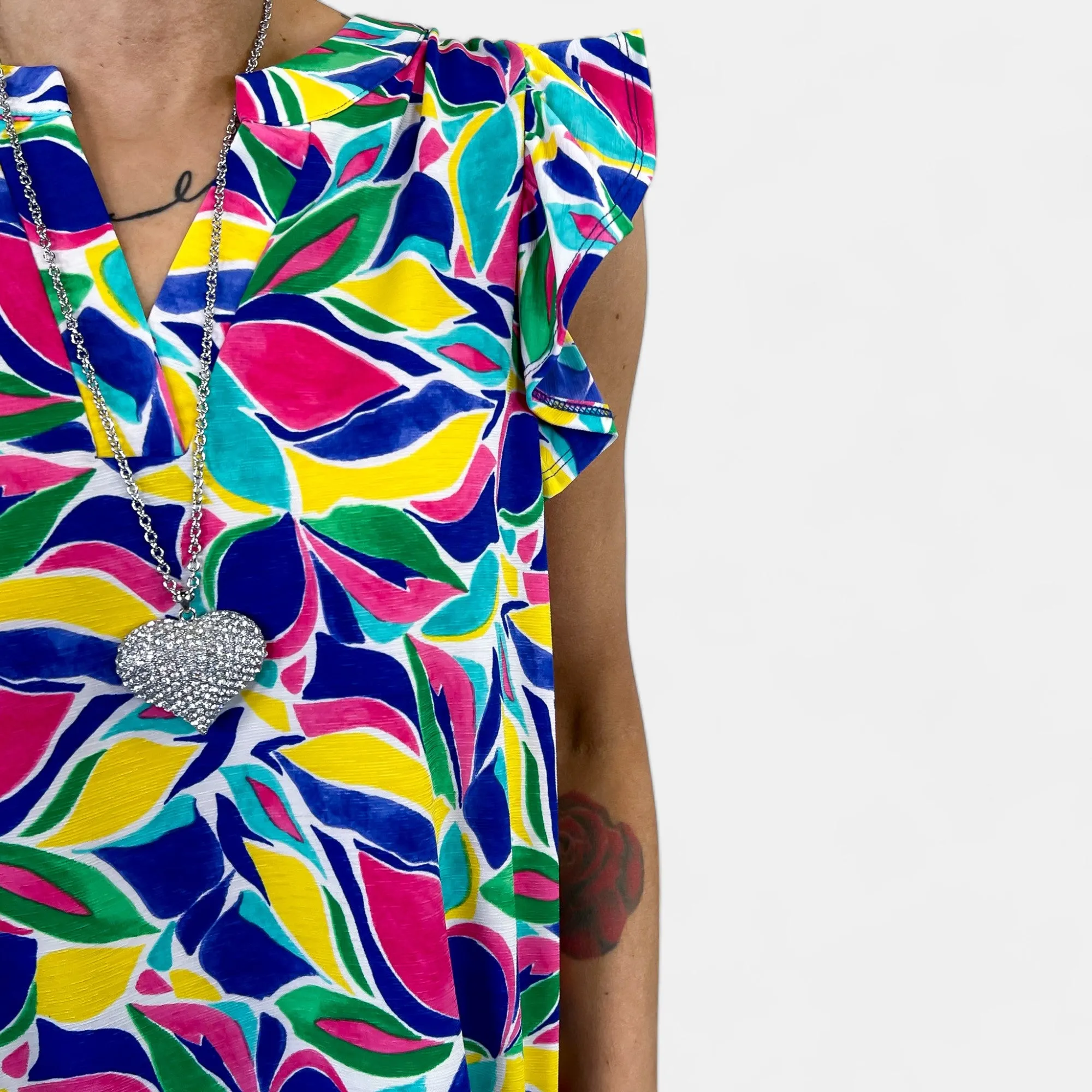 Royal Multi Abstract Lizzy Flutter Sleeve Top sold by ZZs product image thumbnail 4