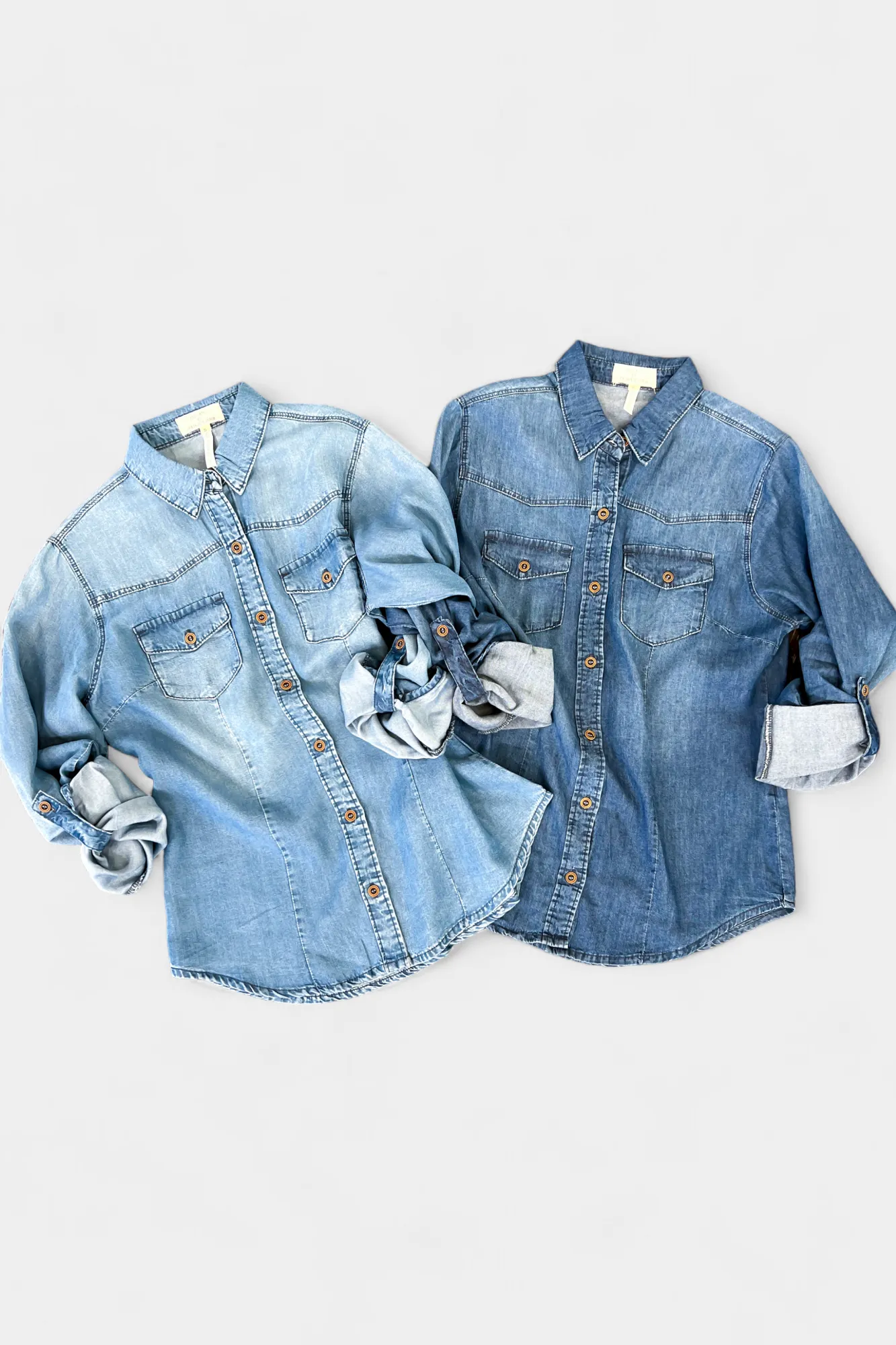 Chambray Button Down Top sold by ZZs