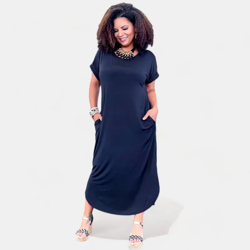 Black Dolman Maxi Dress sold by ZZs