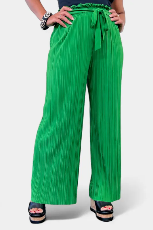 Green Pleated Wide Leg Pants sold by ZZs