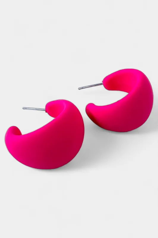 Pink Matte Hoop Earrings sold by ZZs