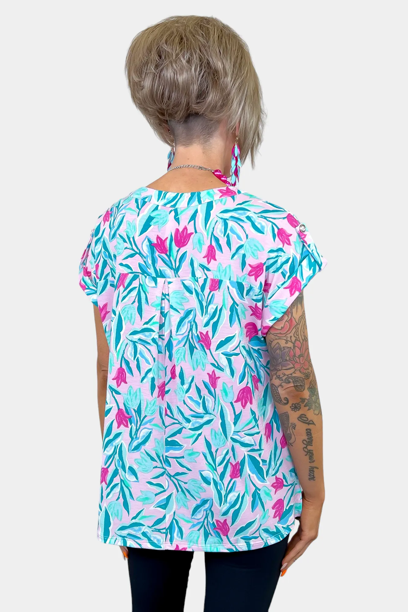 Blush Multi Floral Lizzy Short Sleeve Top sold by ZZs product image thumbnail 5