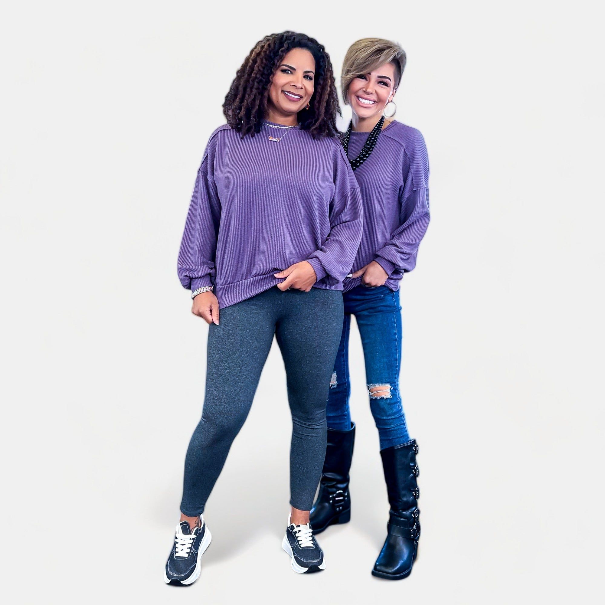 Purple Ribbed Long Sleeve Top sold by ZZs product image thumbnail 2