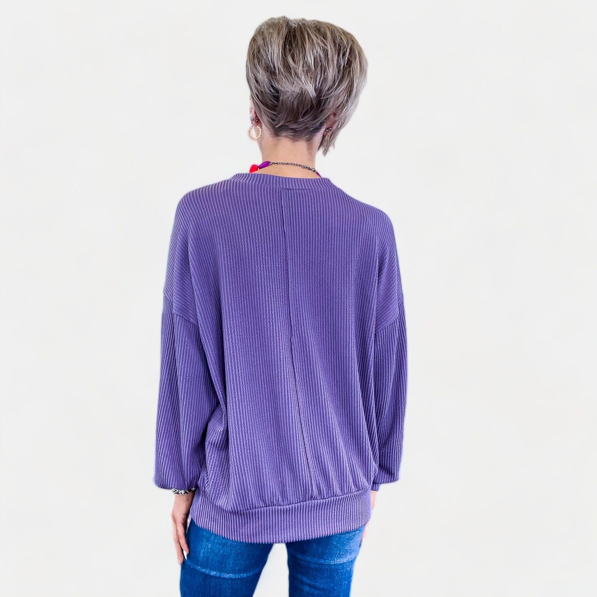 Purple Ribbed Long Sleeve Top sold by ZZs product image thumbnail 5