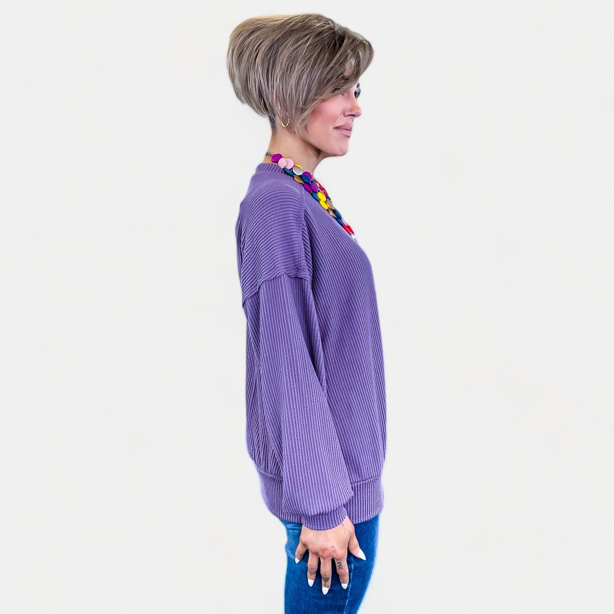 Purple Ribbed Long Sleeve Top sold by ZZs product image thumbnail 3
