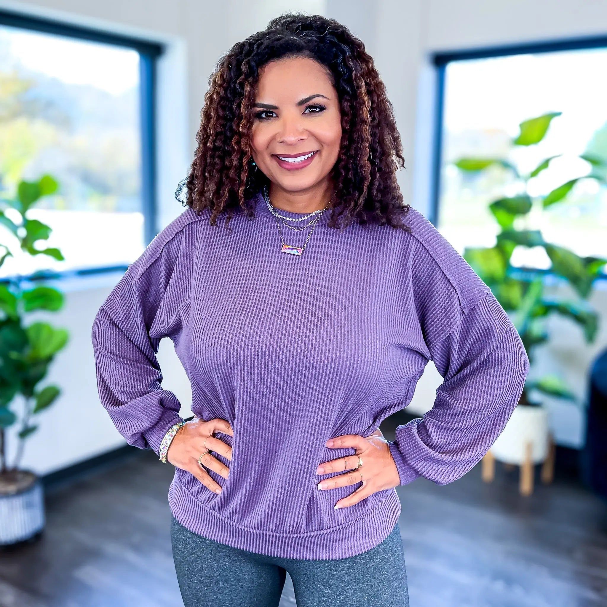 Purple Ribbed Long Sleeve Top sold by ZZs product image thumbnail 2