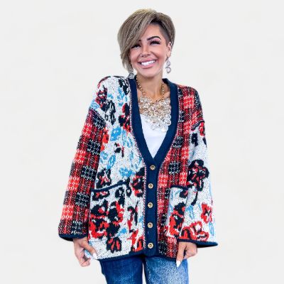 Floral Plaid Oversized Cardigan [NO RETURNS] sold by ZZs