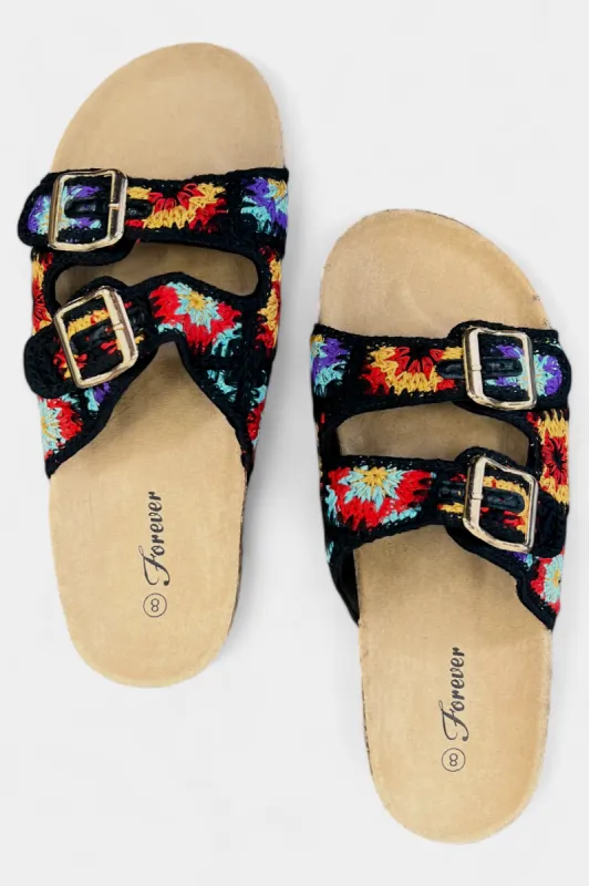 Black Knit Boho Slip On Sandals sold by ZZs