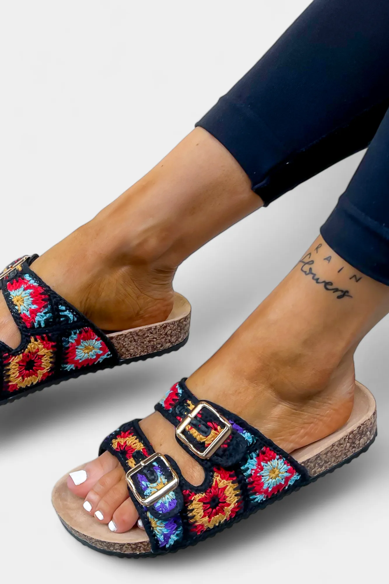 Black Knit Boho Slip On Sandals sold by ZZs product image thumbnail 3