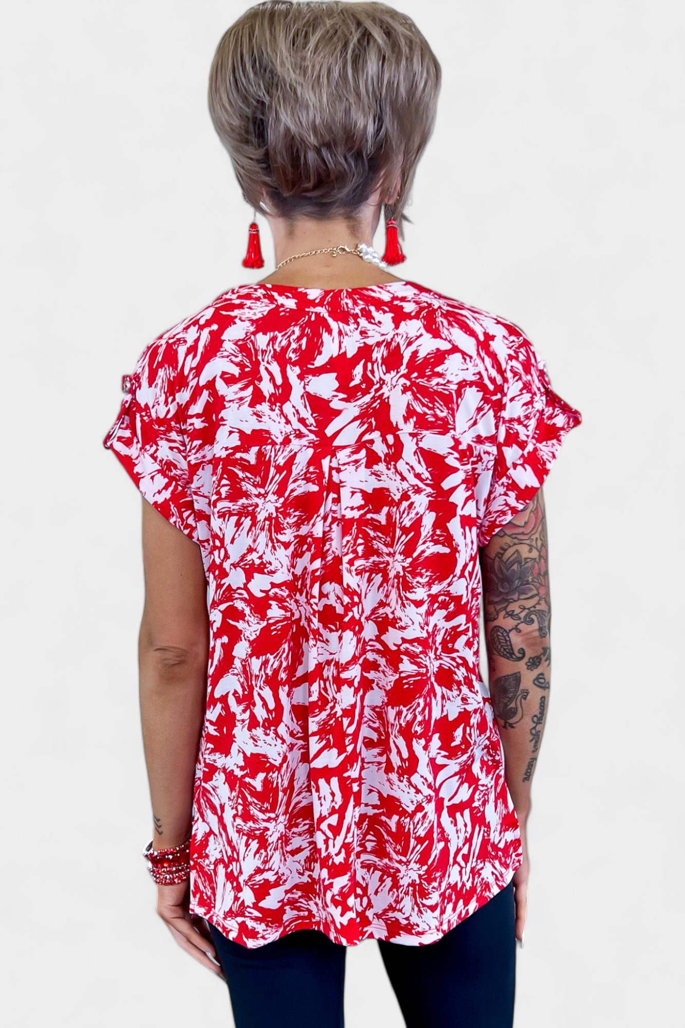Red Abstract Lizzy Short Sleeve Top sold by ZZs product image thumbnail 4