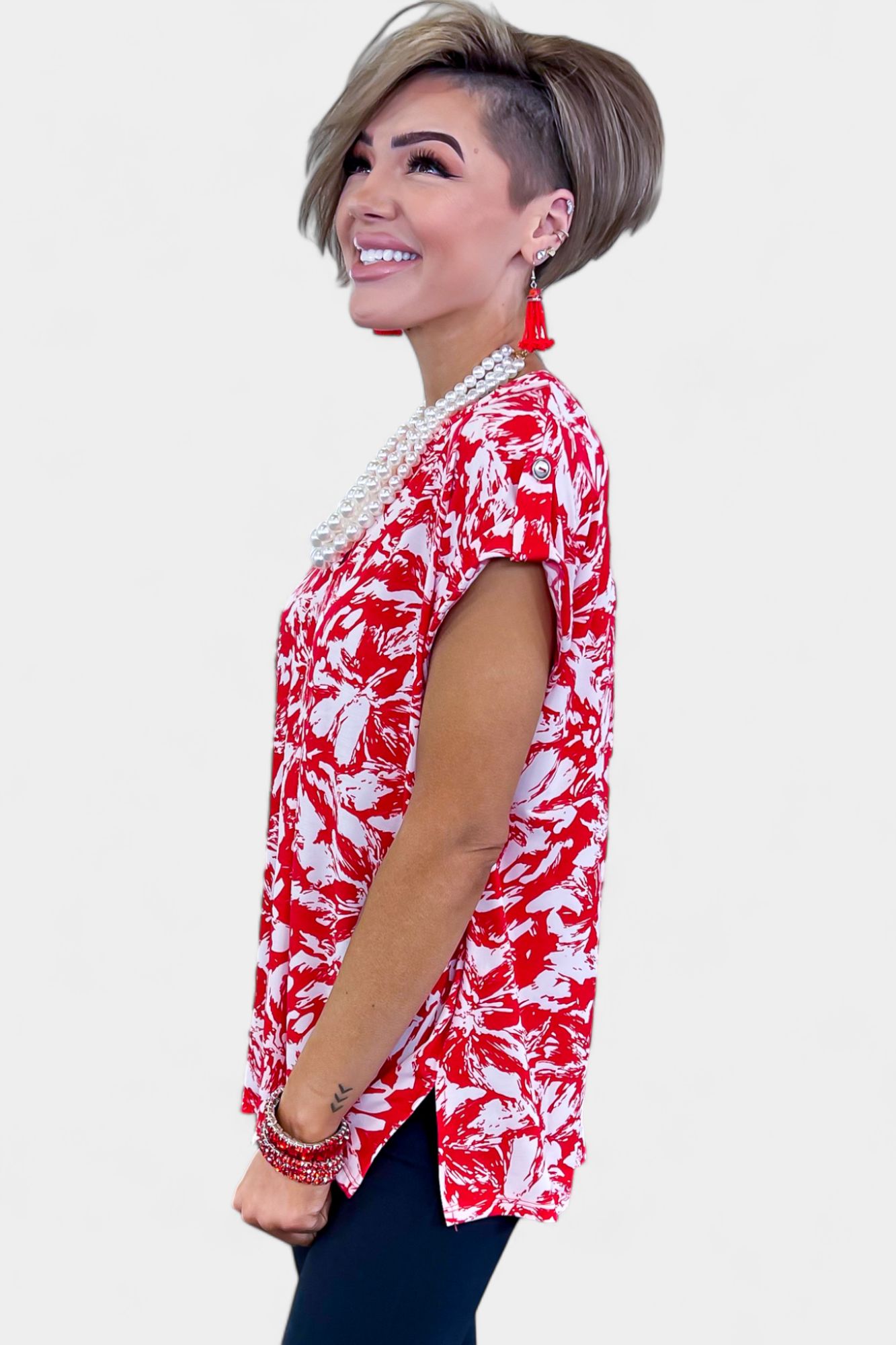 Red Abstract Lizzy Short Sleeve Top sold by ZZs product image thumbnail 5