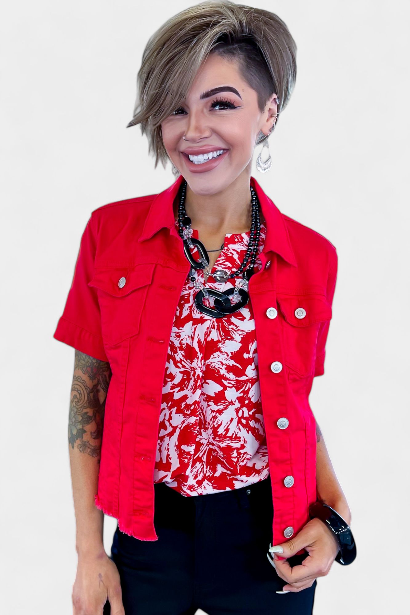 Red Abstract Lizzy Short Sleeve Top sold by ZZs product image thumbnail 2