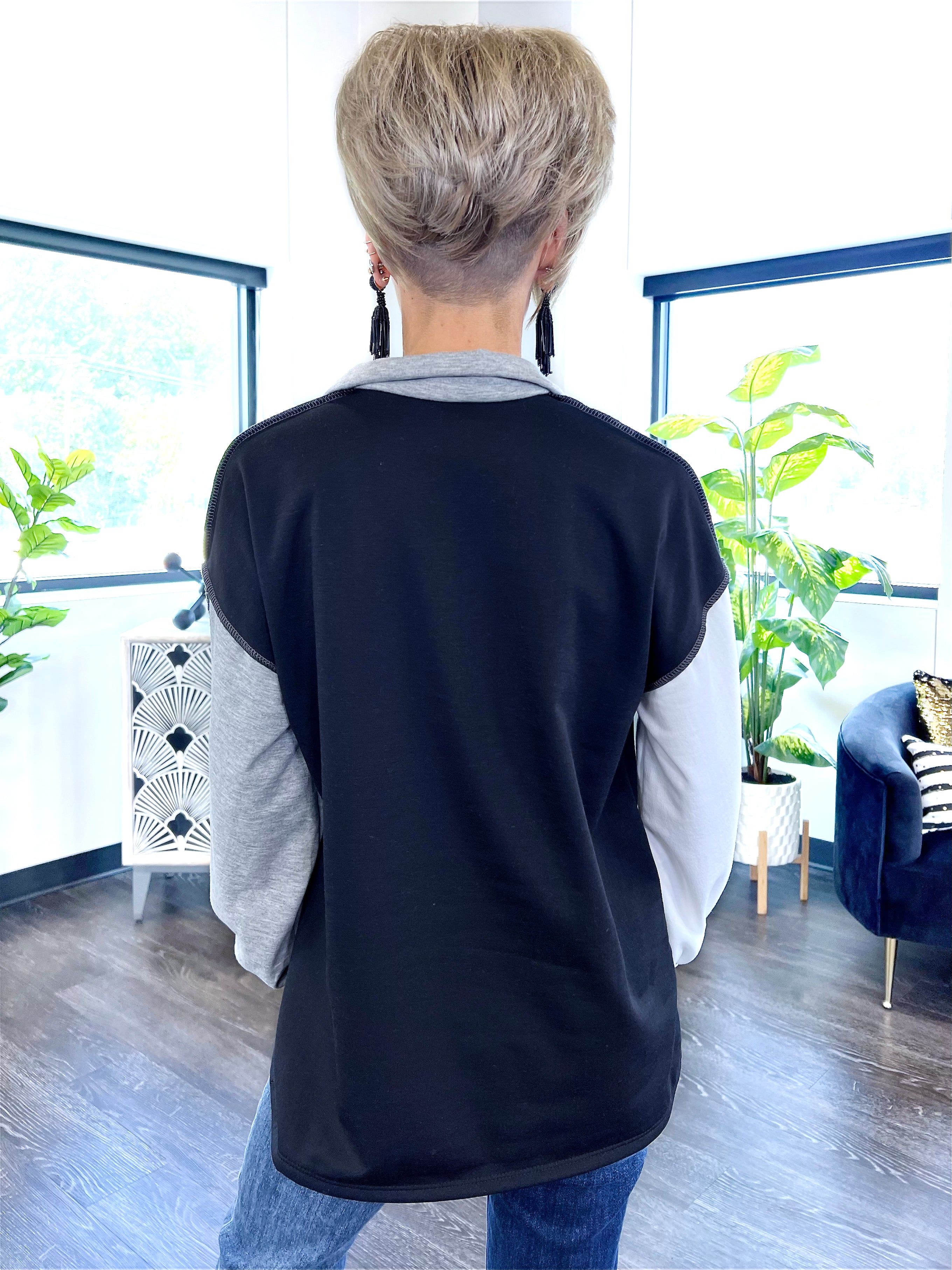 Colorblock Zip Top | Grey sold by ZZs product image thumbnail 5