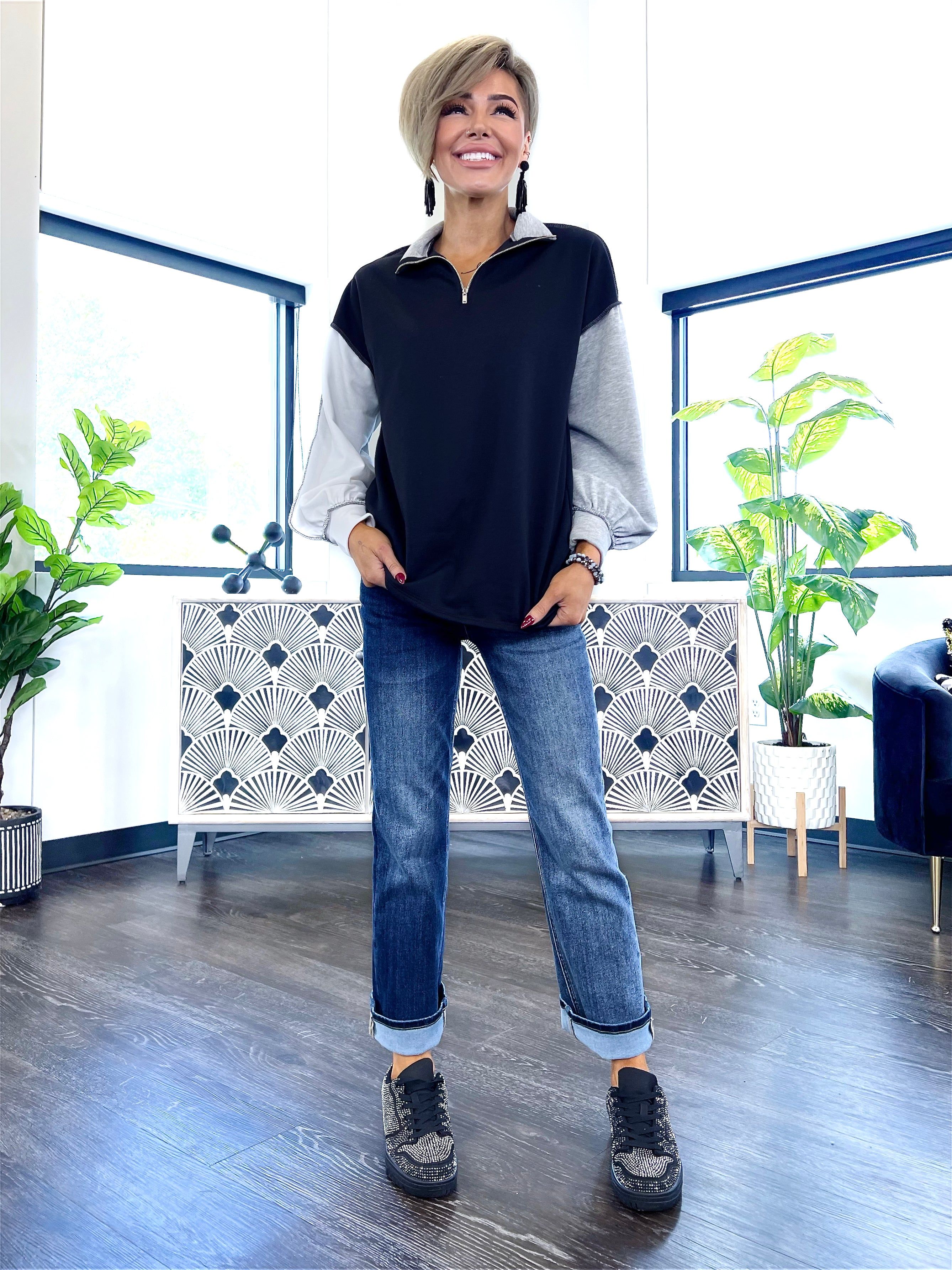 Colorblock Zip Top | Grey sold by ZZs product image thumbnail 8