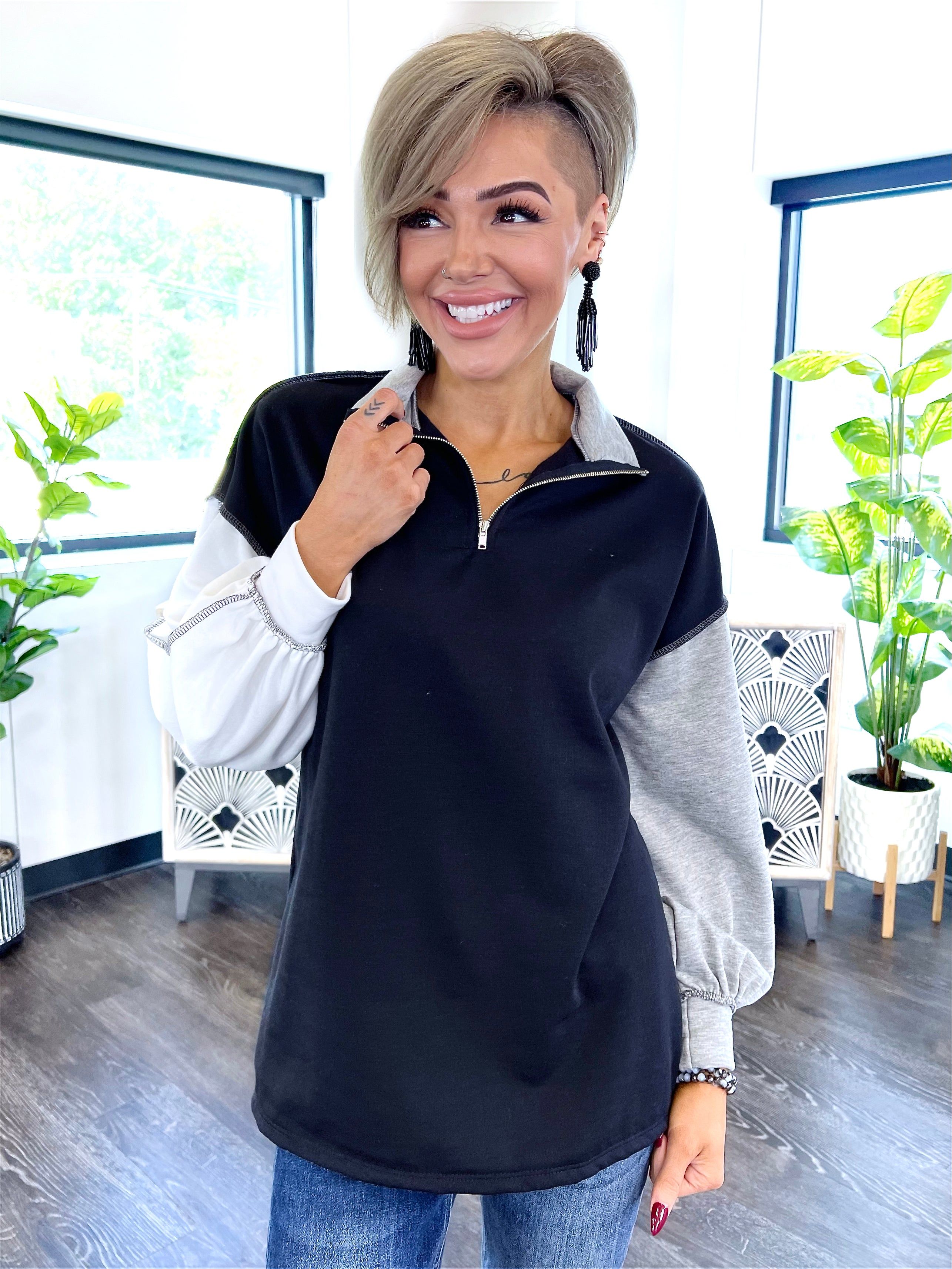 Colorblock Zip Top | Grey sold by ZZs product image thumbnail 7