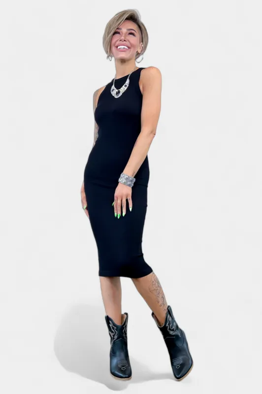 Black Ribbed Tank Dress sold by ZZs