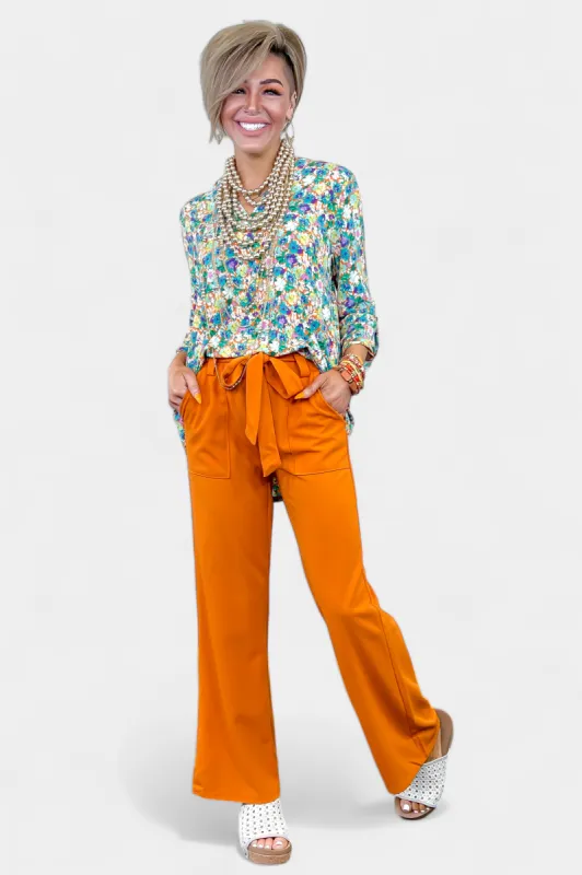 Orange Multi Flower Lizzy Top sold by ZZs