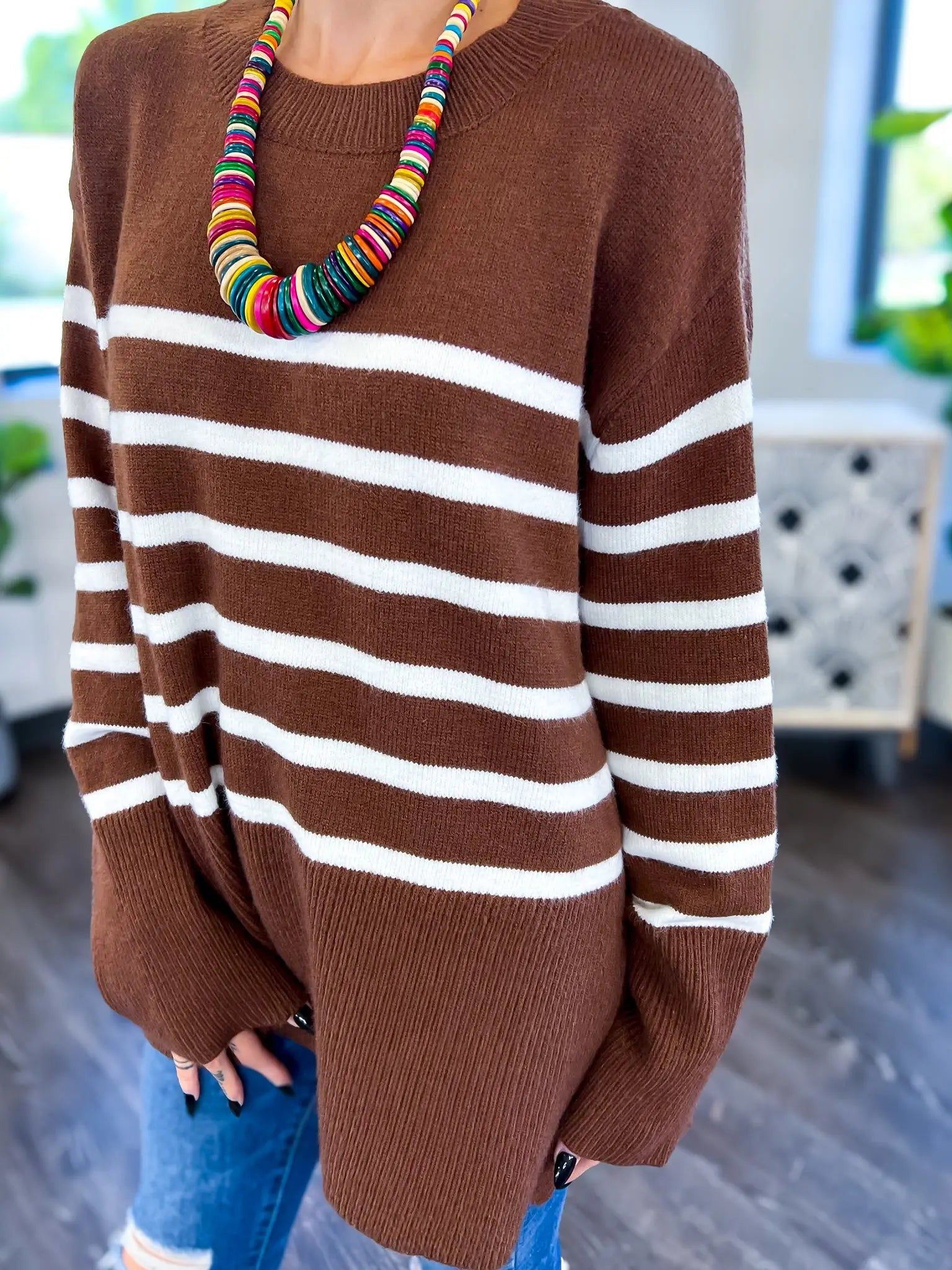 Ribbed Striped Sweater | Mocha sold by ZZs product image thumbnail 7
