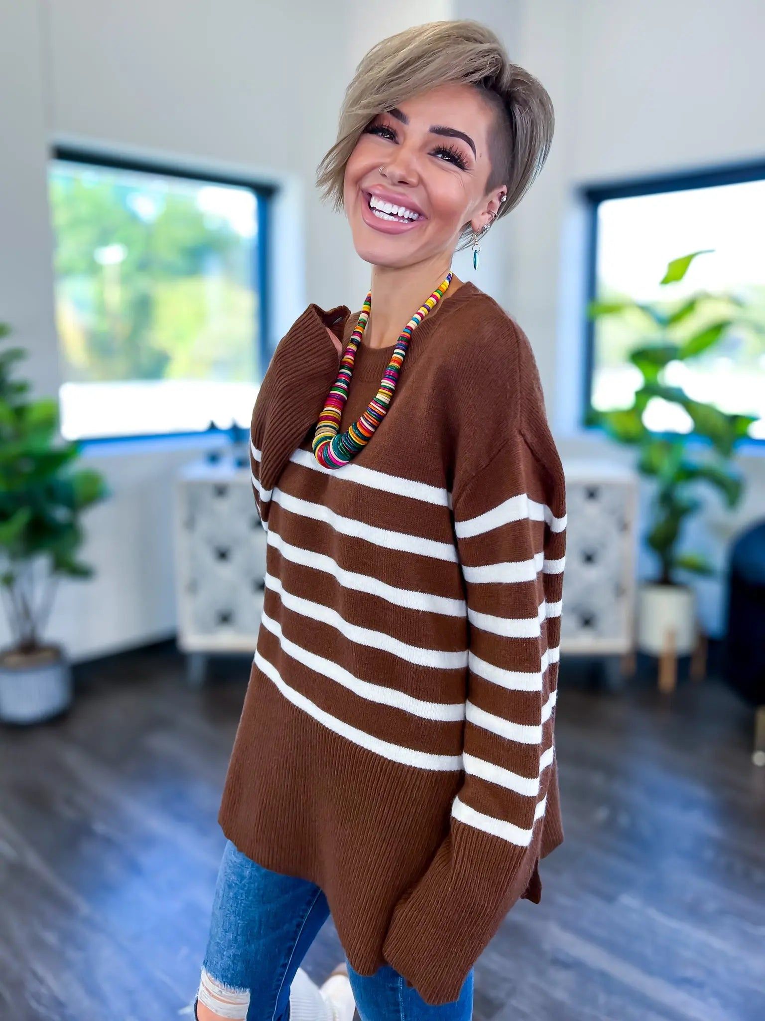 Mocha Ribbed Striped Sweater sold by ZZs product image thumbnail 3