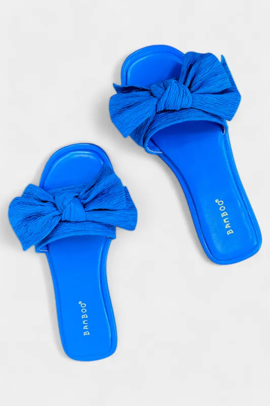 Blue Bow Flat Sandals sold by ZZs