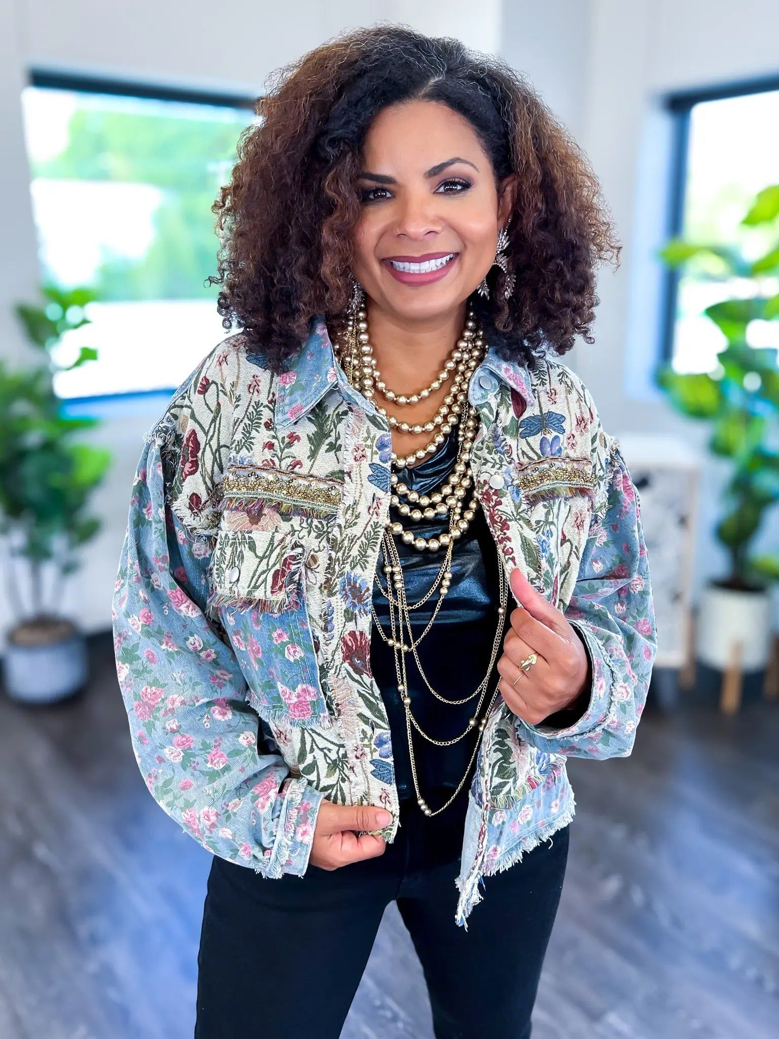 Floral Denim Jacket sold by ZZs product image thumbnail 2