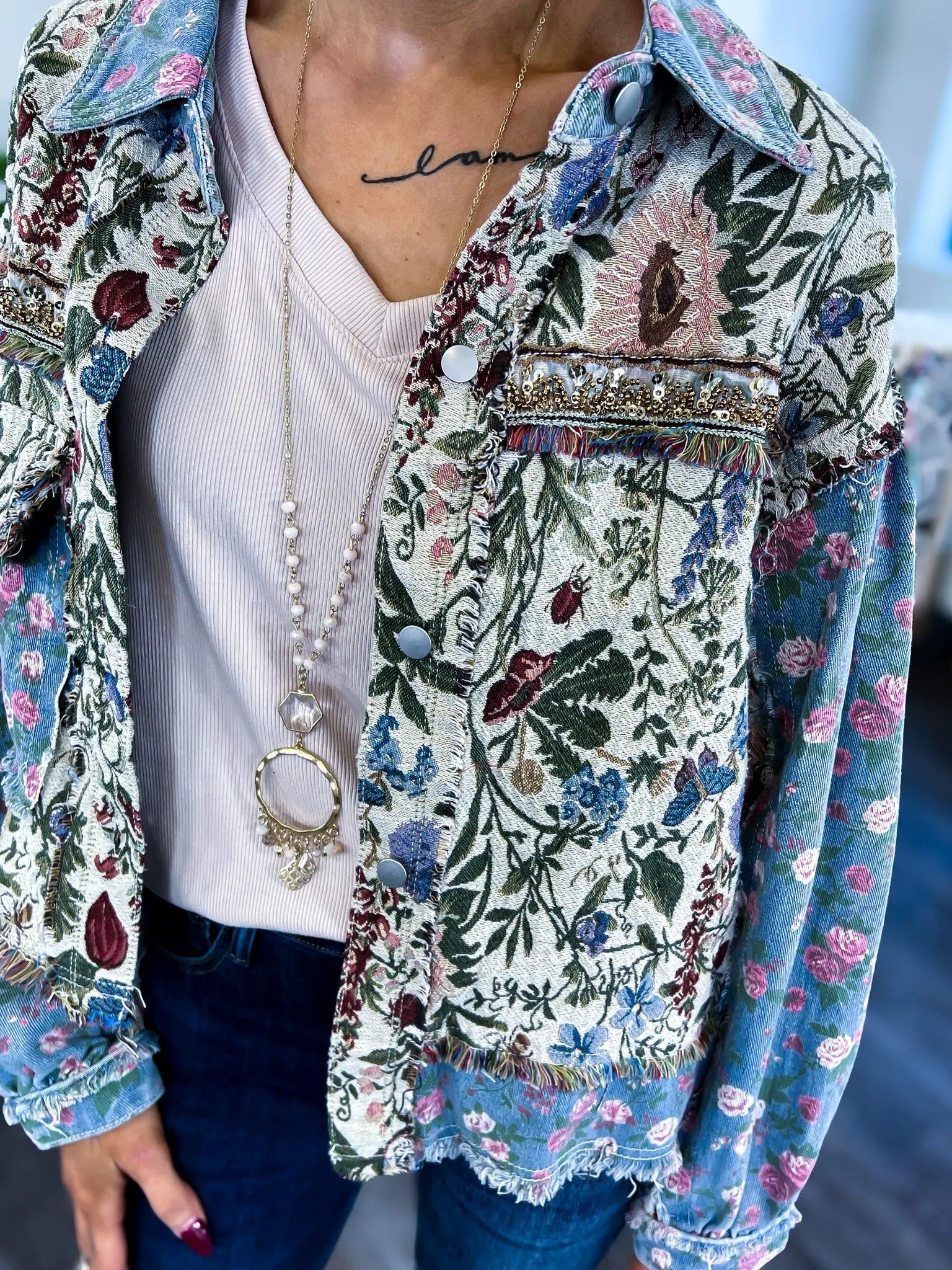 Floral Denim Jacket sold by ZZs product image thumbnail 3