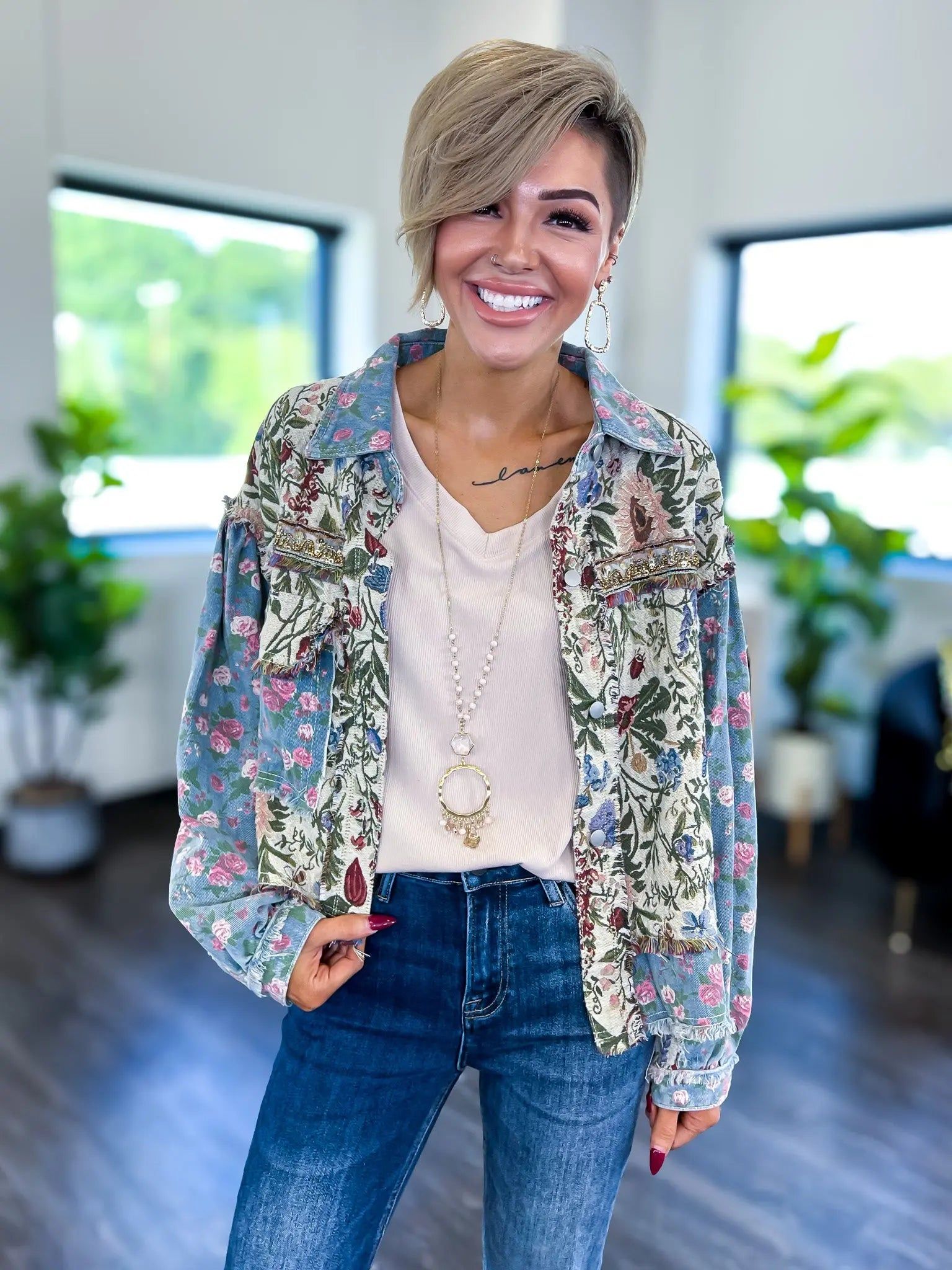 Floral Denim Jacket sold by ZZs product image thumbnail 4