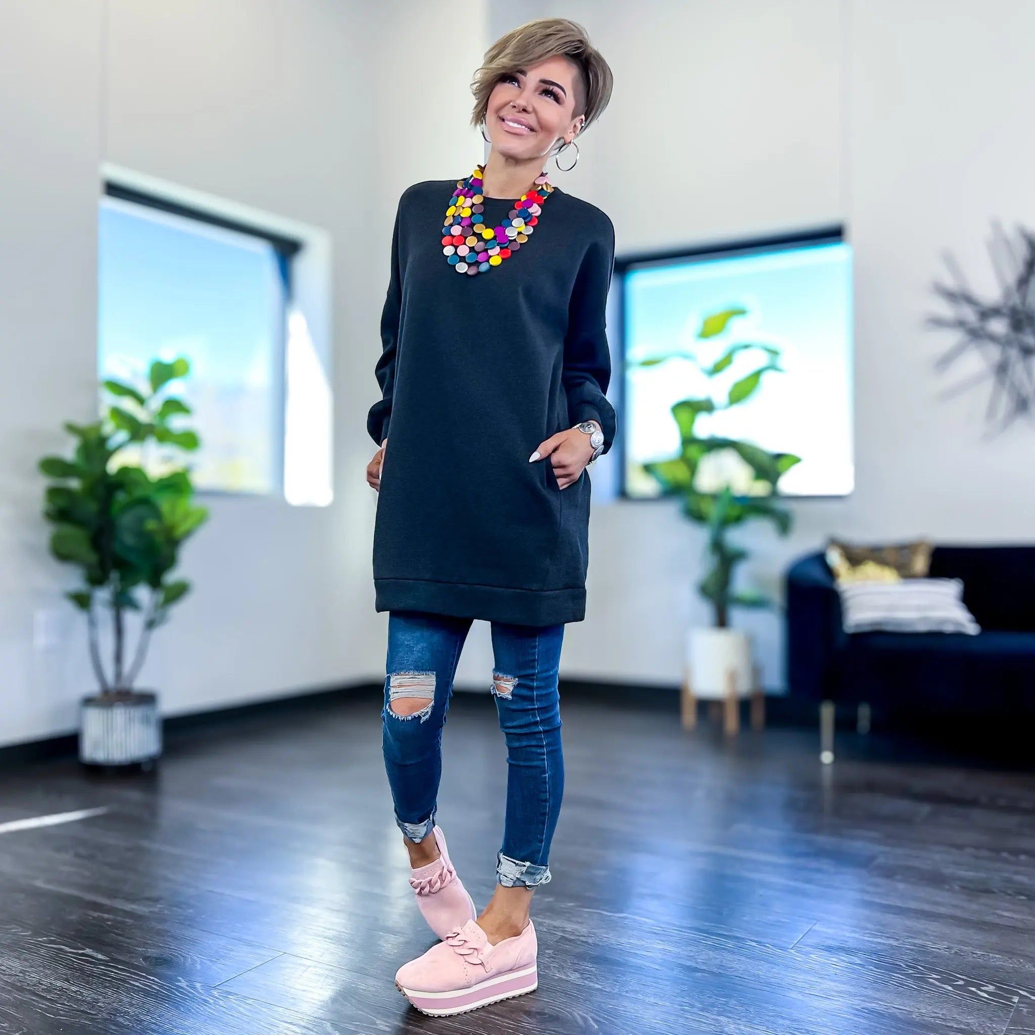 Charcoal Oversized Long Sweatshirt sold by ZZs product image thumbnail 5