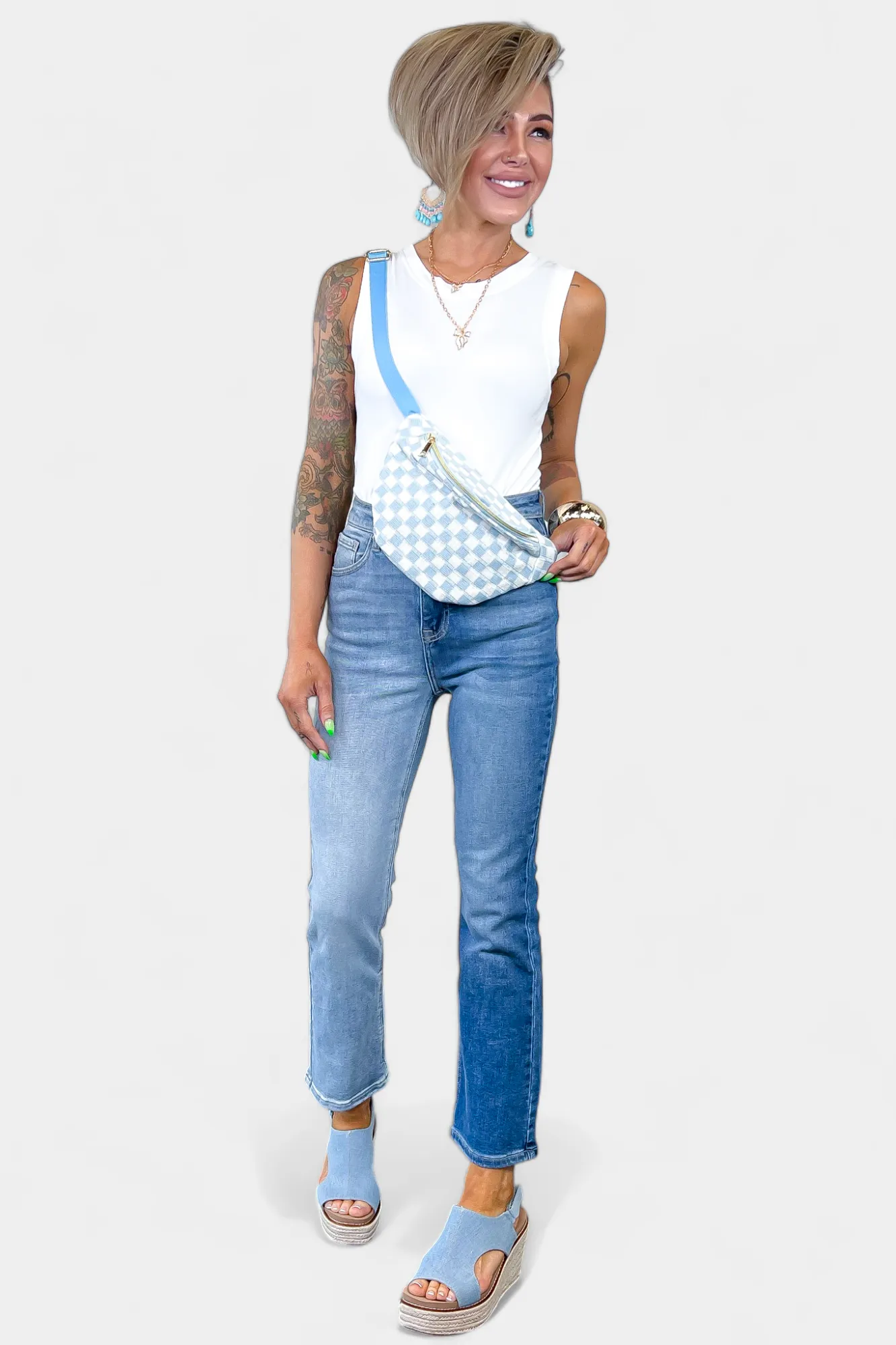 Blue Checkered Crossbody Sling Bag sold by ZZs product image thumbnail 5
