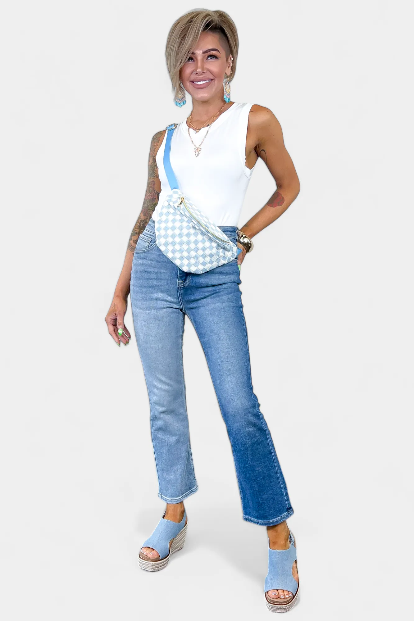 Blue Checkered Crossbody Sling Bag sold by ZZs product image thumbnail 2